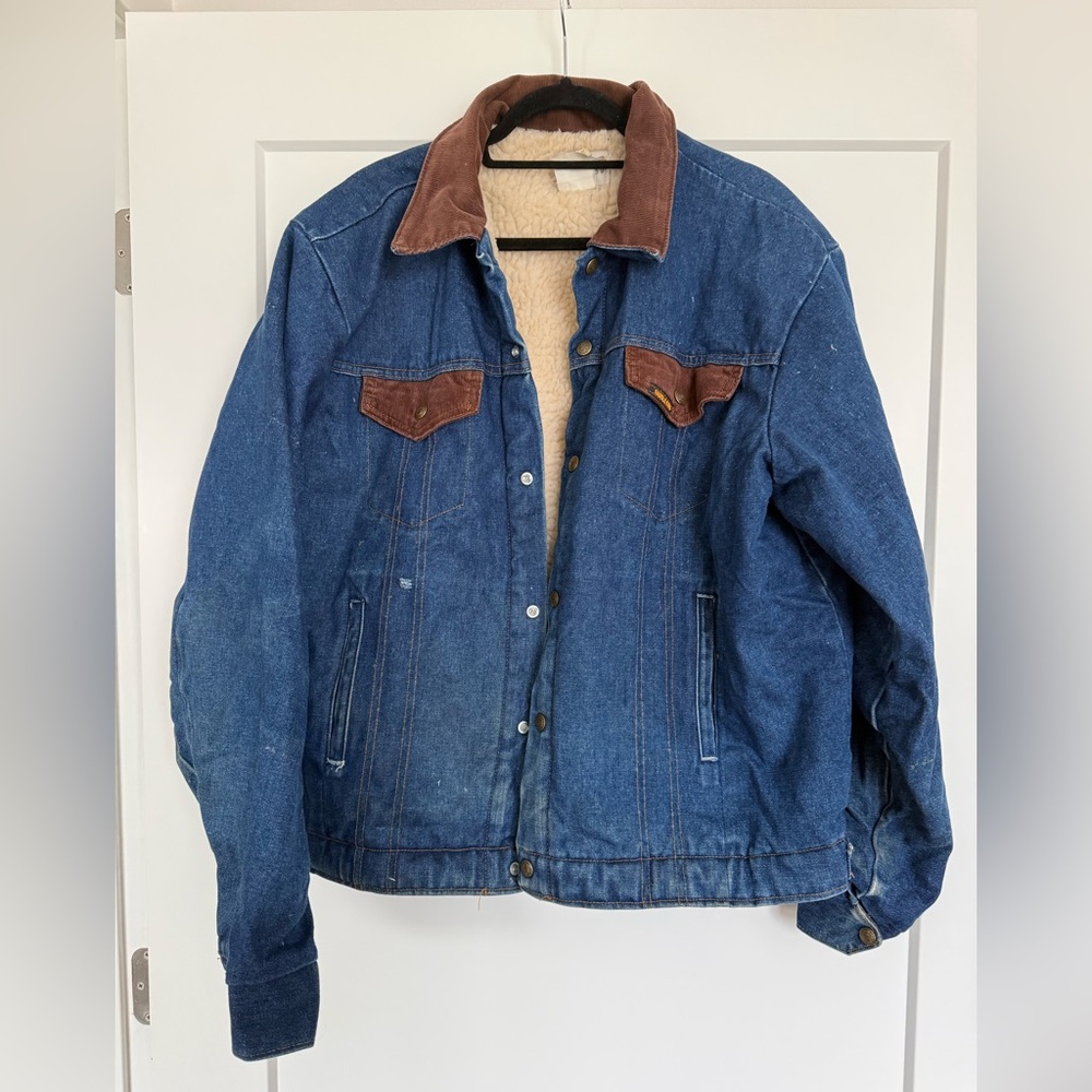 80s Vintage Saddle King Western Sherpa-lined Denim Jacket